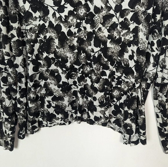 J.Jill Wearever Sz XL Floral Bell Long Sleeves Top Gathered Side Classic Stretch - Picture 4 of 9